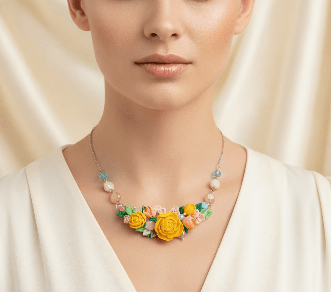 Collar Ramo de Rosas Amarillas